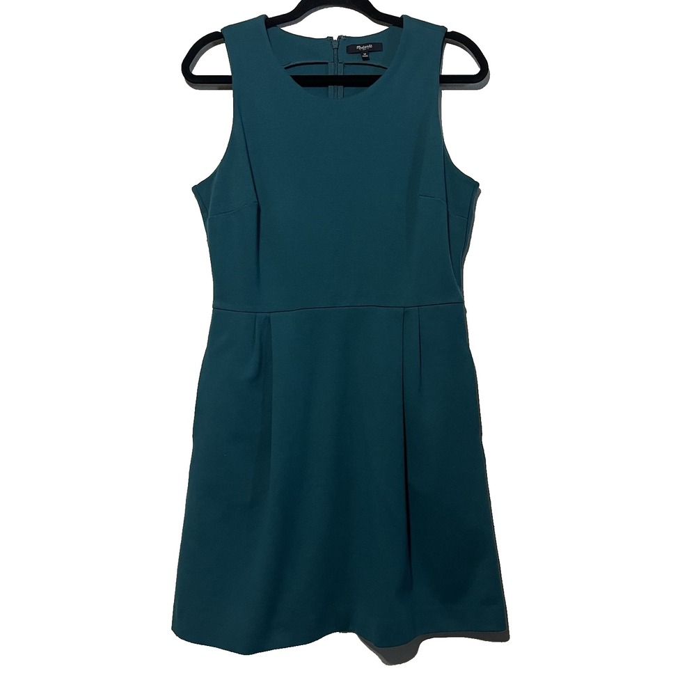 Madewell Fit and Flare Dress Womens Teal‎ Green Sleeveless Pleated C3445 Size M